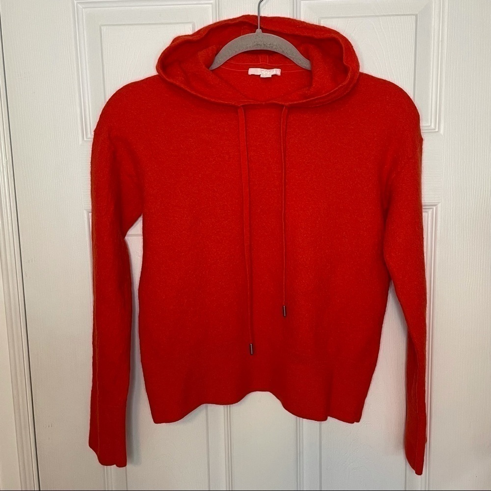 COS 100% Wool Red Hooded Pullover Cozy Sweater XS